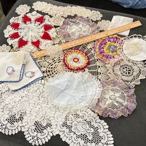 Vintage Lace Doilies &
Handkerchief Lot of 34 Crochet
Linen Crafting cottage